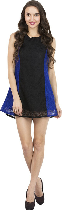 triraj Women Fit and Flare Blue Dress