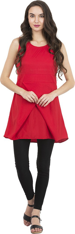 triraj Women Fit and Flare Red Dress