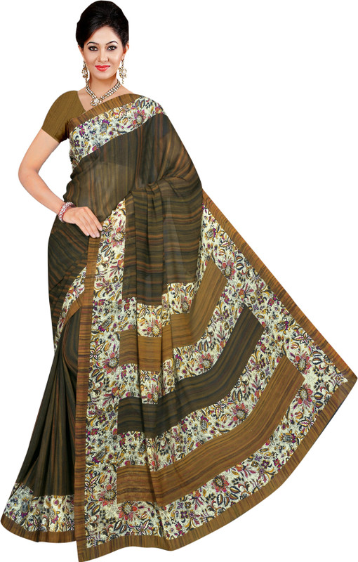Winza Designer Printed, Self Design, Paisley, Geometric Print, Solid Daily Wear Poly Georgette Saree(Multicolor)