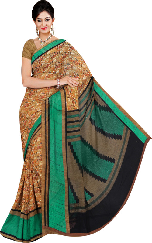 Winza Designer Printed, Self Design, Paisley, Floral Print, Solid Daily Wear Poly Georgette Saree(Multicolor)