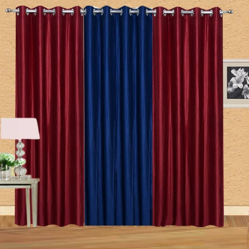 iDOLESHOP 213.5 cm (7 ft) Polyester Door Curtain (Pack Of 3)(Solid, Brown, Blue) iDOLESHOP 213.5 cm (7 ft) Polyester Door Curtain (Pack Of 3)(Solid, Brown, Blue)