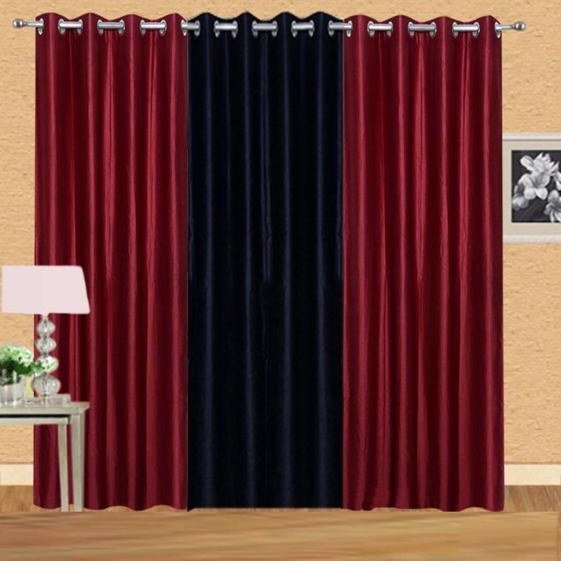 iDOLESHOP 213.5 cm (7 ft) Polyester Door Curtain (Pack Of 3)(Solid, Maroon, Black) iDOLESHOP 213.5 cm (7 ft) Polyester Door Curtain (Pack Of 3)(Solid, Maroon, Black)