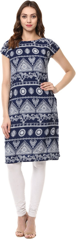IVES Wedding Abstract Women Kurti(Blue)