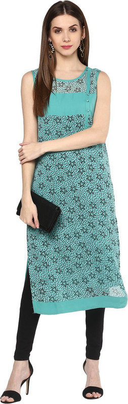 NAPRA Casual Printed Women Kurti(Green)