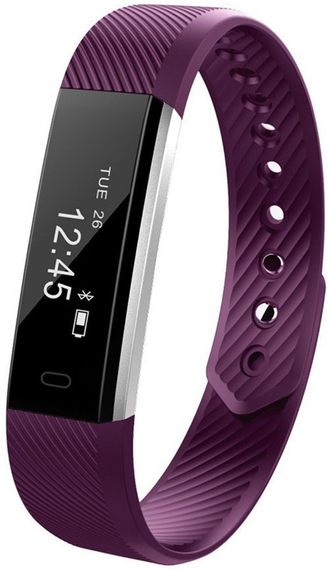 fbandz ID115HR Fitness Smart Band(Purple Strap, Size : Regular)