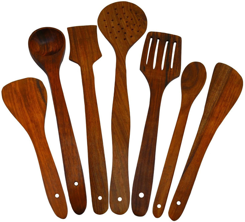craftspoint Wood Wooden Spoon Set(Pack of 7)