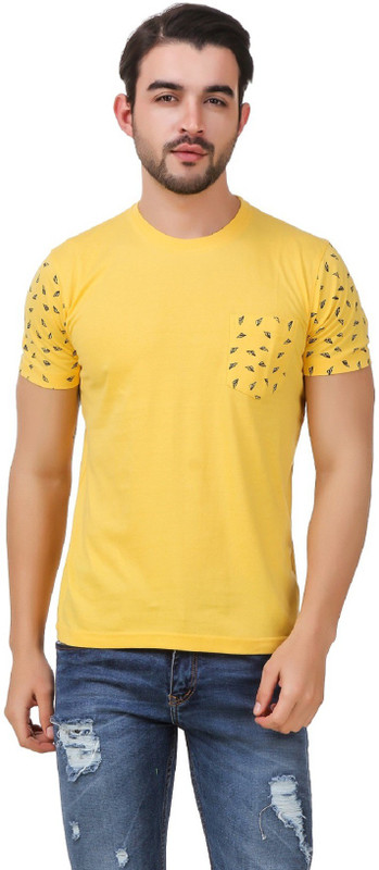 Men In Class Printed Men Round Neck Yellow T-Shirt
