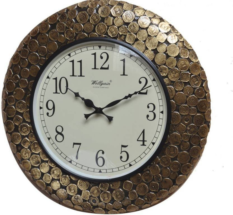 india wooden handi craft Analog 5 cm X 45 cm Wall Clock(Black, With Glass)