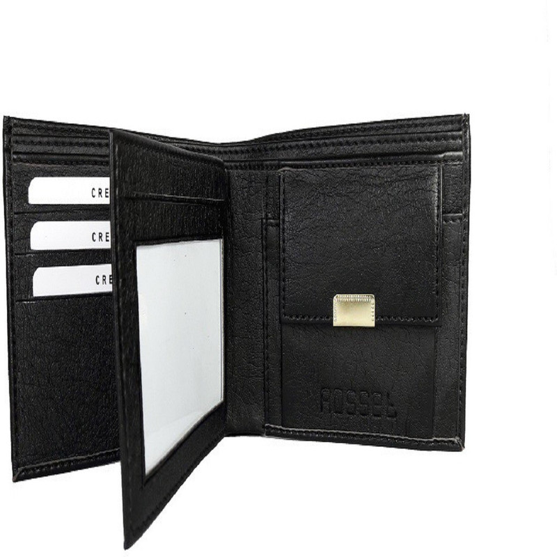 Rosset Men Black Artificial Leather Wallet(5 Card Slots)