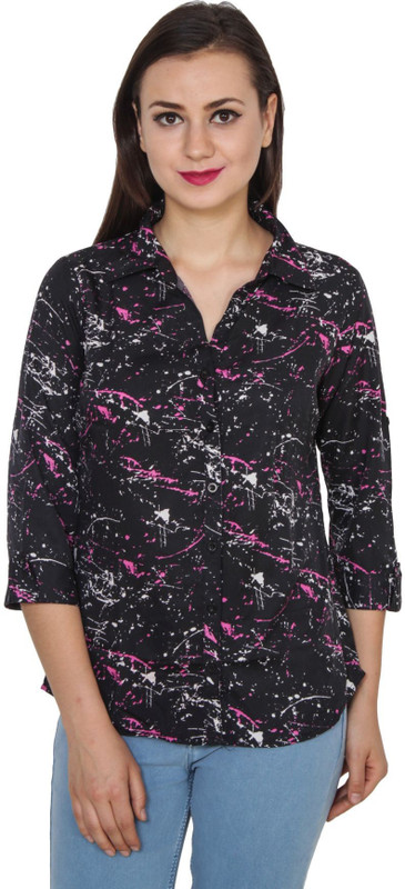 TeeMoods Women Printed Casual Black Shirt
