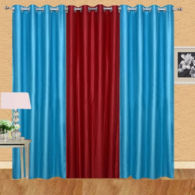 IDOLESHOP 213.5 cm (7 ft) Polyester Door Curtain (Pack Of 3)(Solid, Red, Blue) IDOLESHOP 213.5 cm (7 ft) Polyester Door Curtain (Pack Of 3)(Solid, Red, Blue)