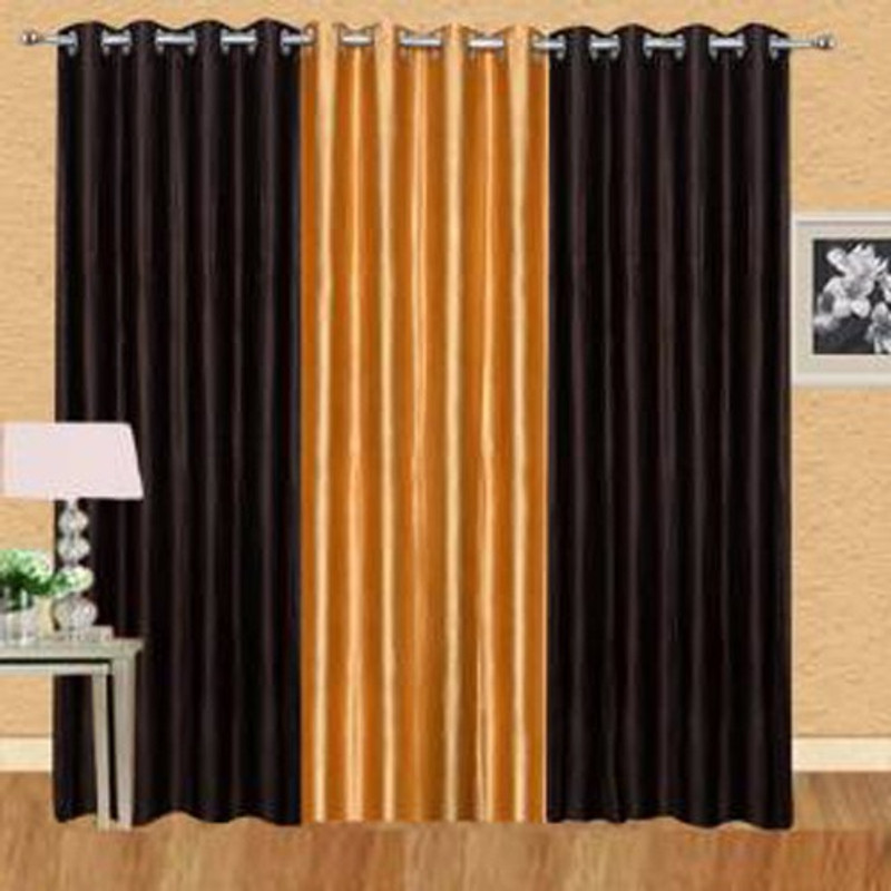 iDOLESHOP 274.5 cm (9 ft) Polyester Long Door Curtain (Pack Of 3)(Solid, Gold, Brown) iDOLESHOP 274.5 cm (9 ft) Polyester Long Door Curtain (Pack Of 3)(Solid, Gold, Brown)