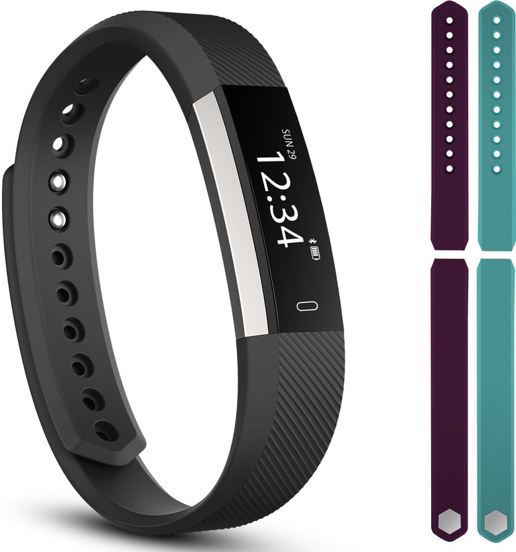 fbandz ID115HR-2STREP Fitness Smart Band(Purple, Teal Strap, Size : Regular)