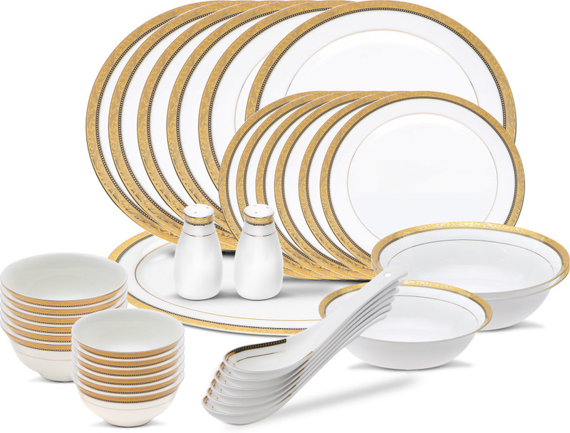 henniger LIMITED EDITION Pack of 36 Dinner Set(Bone China, Gold Plated)