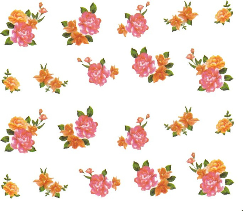 SENECIO™ Rose Bunch Multicolor Style - 8 Nail Art Manicure Decals Water Transfer Stickers Sheet(Multicolor)