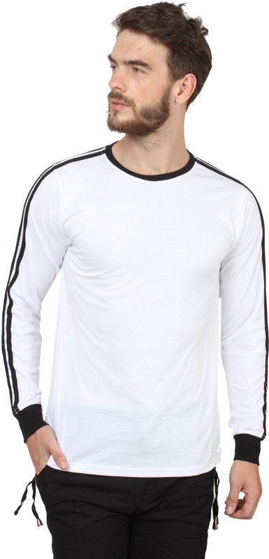 SayItLoud Solid Men Round or Crew White T-Shirt