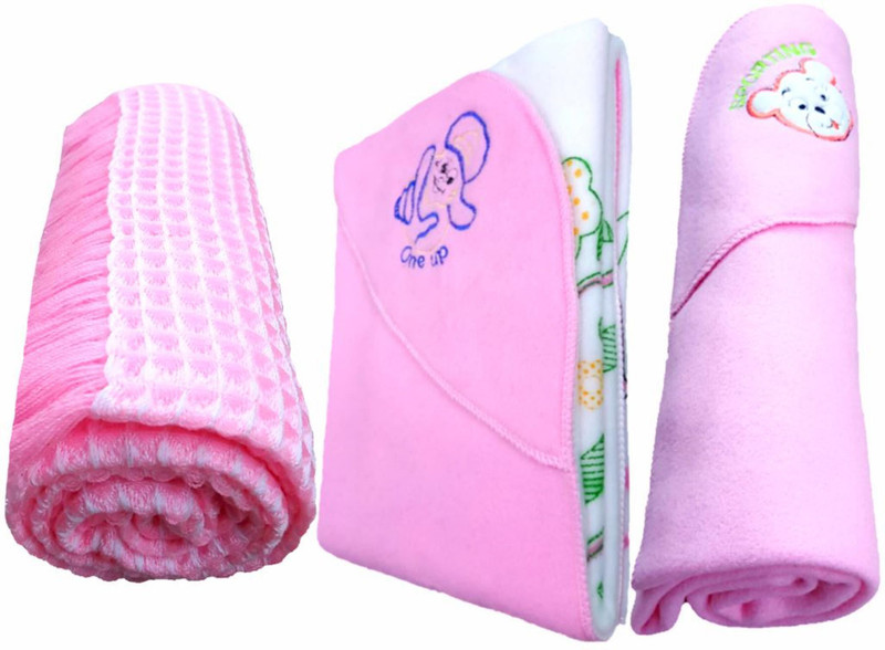Brandonn Solid Single Hooded Baby Blanket(Polyester, BABY PINK) Brandonn Solid Single Hooded Baby Blanket(Polyester, BABY PINK)