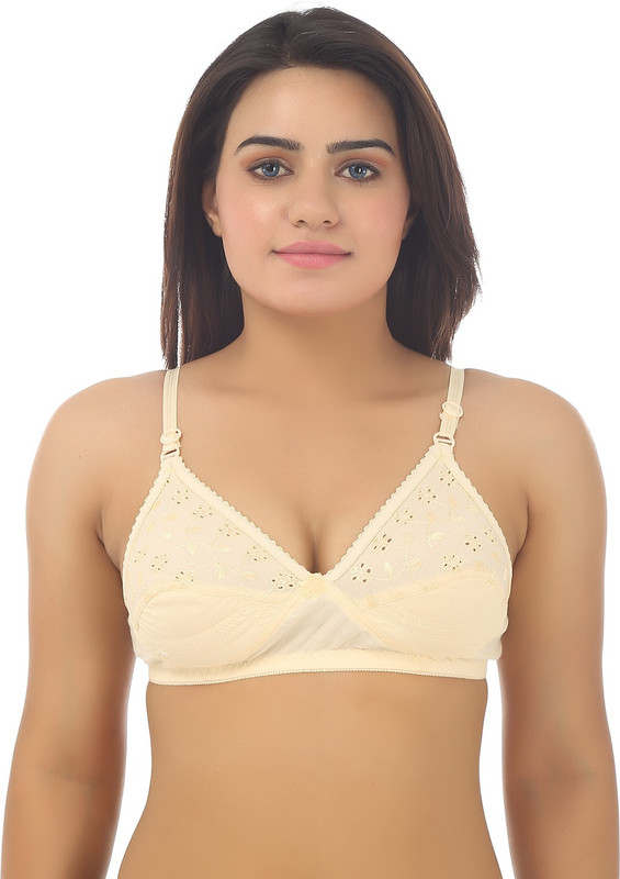 Embibo Fashionable Women Full Coverage Non Padded Bra(Beige)