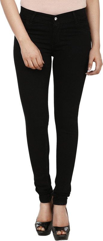 Ico Blue Star Dark Black Slim Women Black Jeans