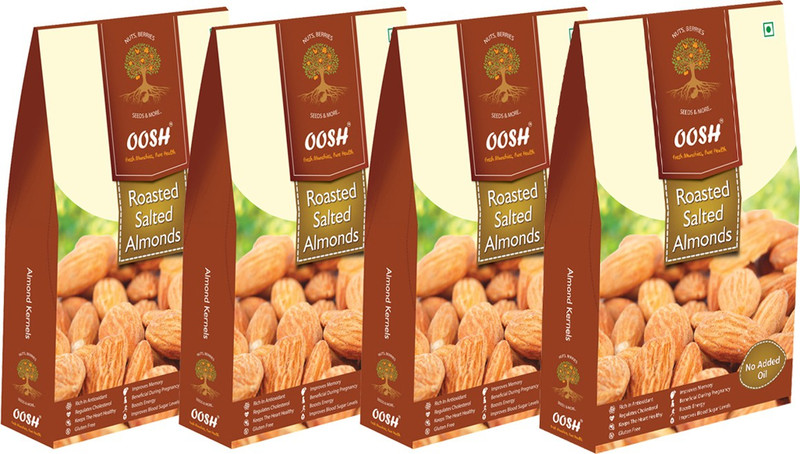 Oosh Roasted Salted Almond Kernels 1 kg ( Pack of 4- 250g each) Almonds Box(4 x 250 g)