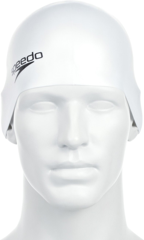Speedo Unisex-Adult Plain moulded Silicone Swimming Cap(White, Pack of 1)