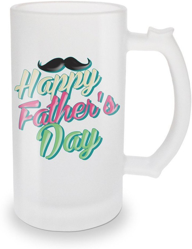 khakee Happy Father's Day With Black Stylish Mustaches Gifts For HappyFather's Day Glass Beer Glass Mug(500 ml)