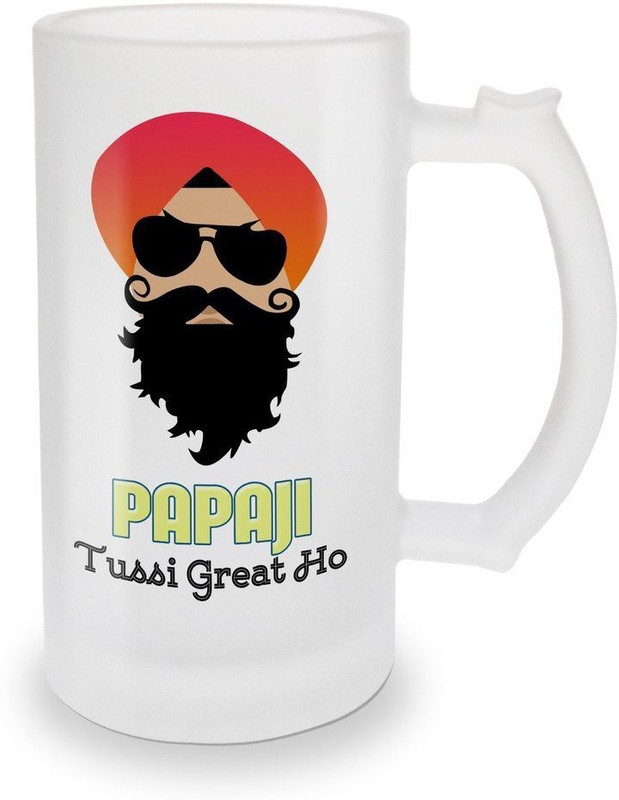 khakee Papa Ji Tussi Great Ho ! With Smile Special Gifts For Happy Father's Day Glass Beer Glass Mug(500 ml)