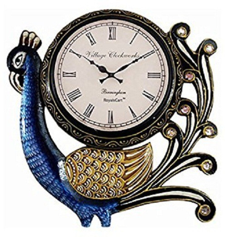 m3productions Analog 18 cm X 12 cm Wall Clock(Multicolor, With Glass)
