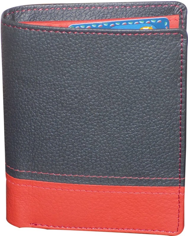 Kan Black & Red Genuine Leather Travel Organizer With 8 Card Slots For Men(Multicolor)