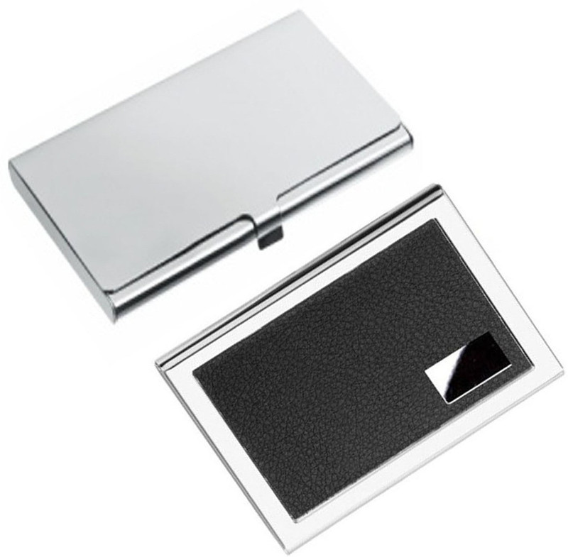 CrackaDeal 2017 New Stylish High Quality Steel Black Leather Luxurious ATM & Stainless Steel Business Visiting 6 Card Holder(Set of 2, Multicolor)