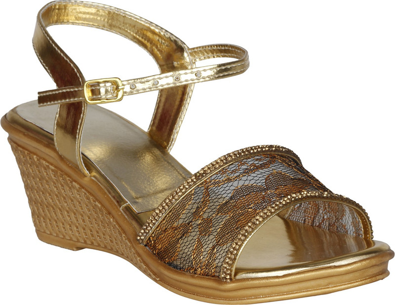 VAGON Women Gold Wedges