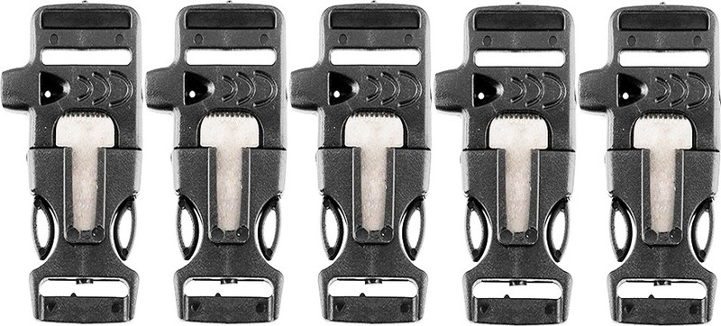 Futaba 5x Release Whistle Buckle Flint For Paracord Luggage Strap(Black)