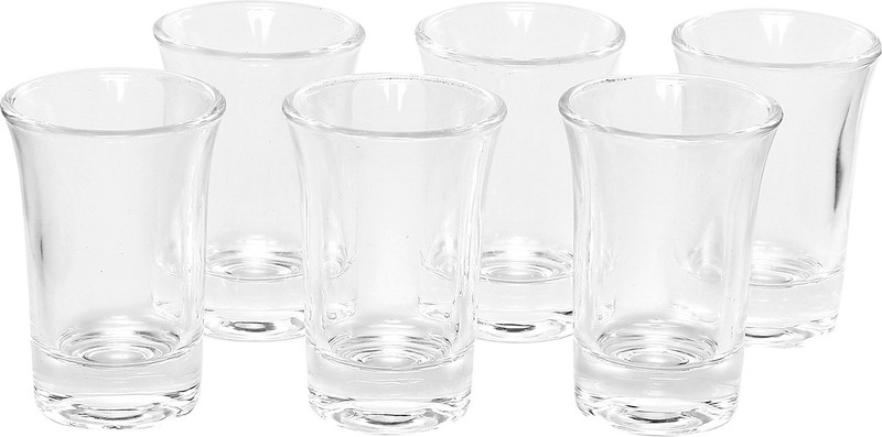 serenus homes Spanish Shot Glass Set(Glass, 30 ml, Clear, Pack of 6)