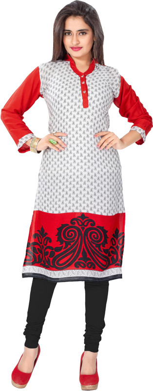 saffron Casual Printed Women Kurti(Red)