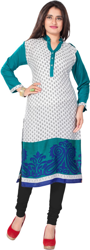 saffron Casual Printed Women Kurti(Blue)