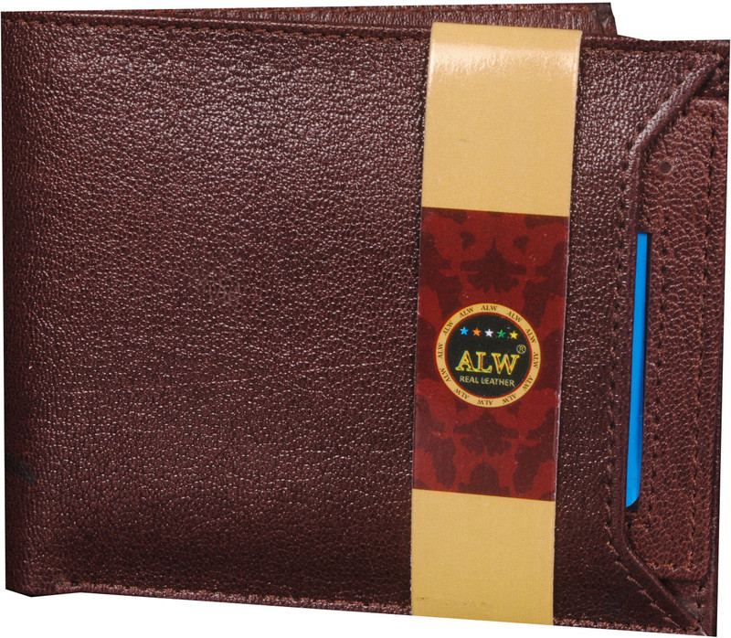 ALW Men Brown Genuine Leather Wallet(6 Card Slots)