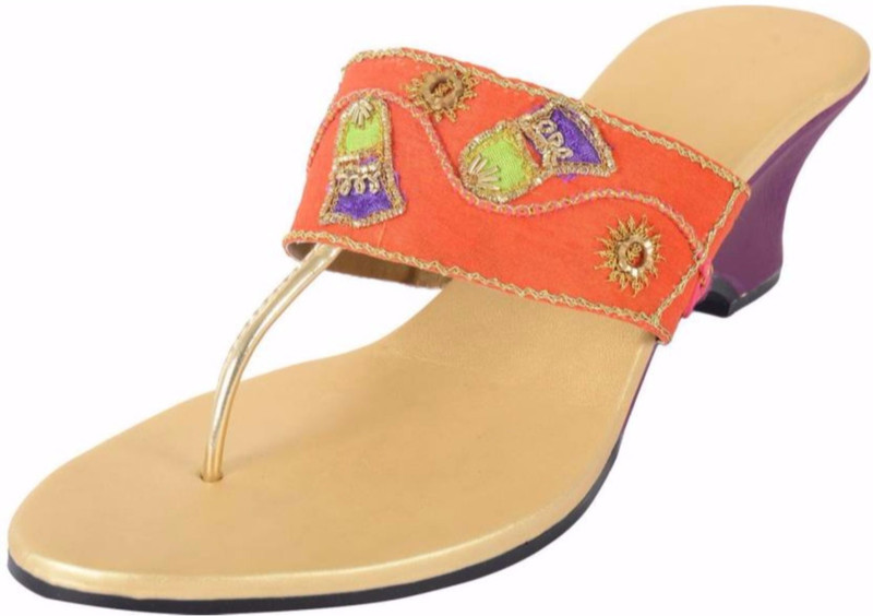 Praags Women Orange, Purple Heels