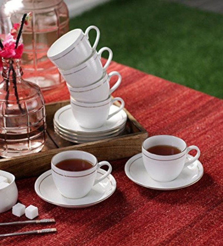 ezra Tableware serving tea coffee Bone China(White)