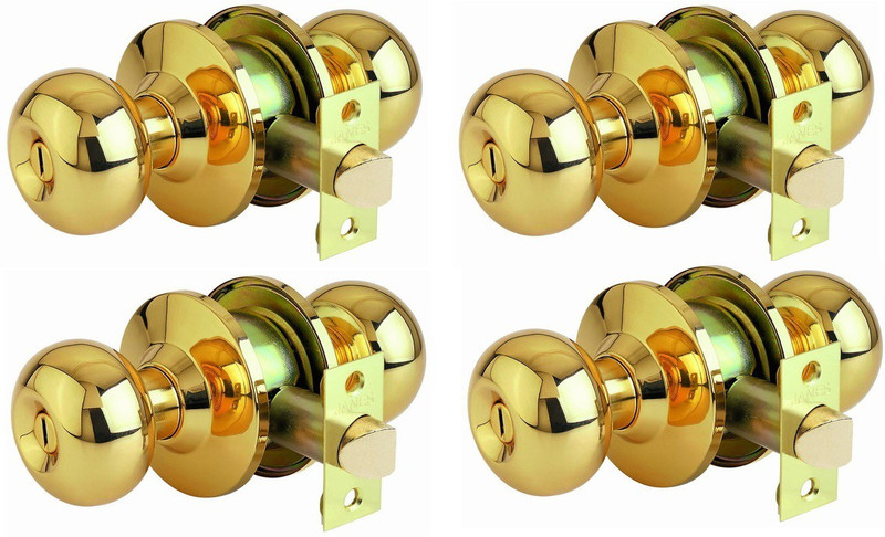 dorset brass cylindrical (pack of 4) Lock(Gold)