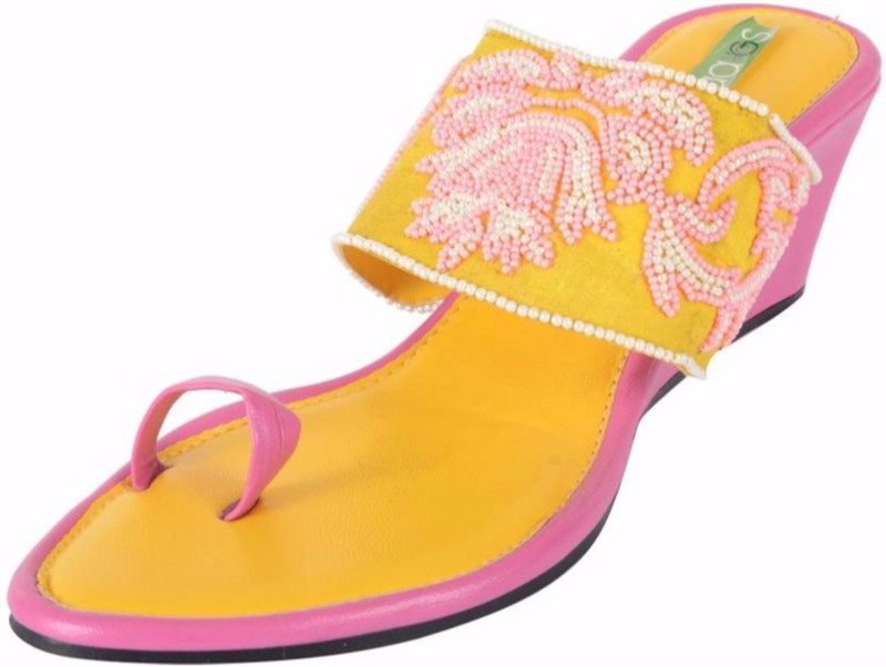 Praags Women Pink, Yellow Wedges