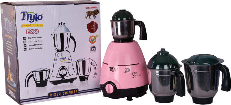 Trylo TR006 PRIME 550W 550 W Mixer Grinder(Pink, 3 Jars) Trylo TR006 PRIME 550W 550 W Mixer Grinder(Pink, 3 Jars)