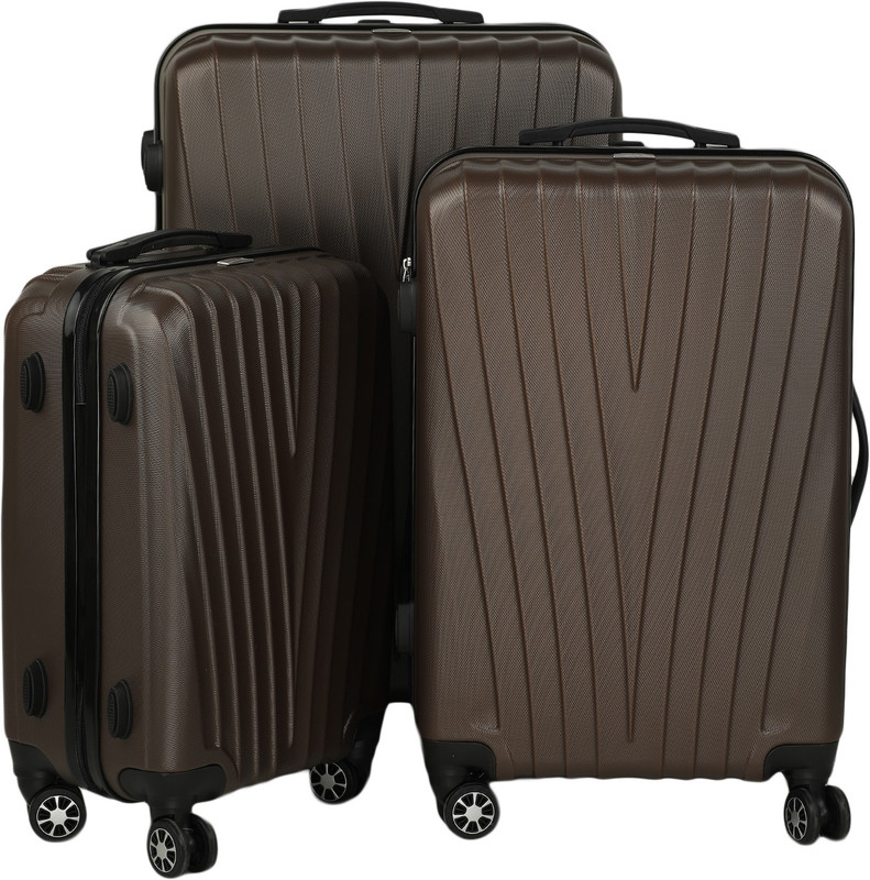 FLYwithme 4 wheels Set of 3 Coffee( 1 Cabin and 2 Check-in Luggage - 28 inch(Brown)