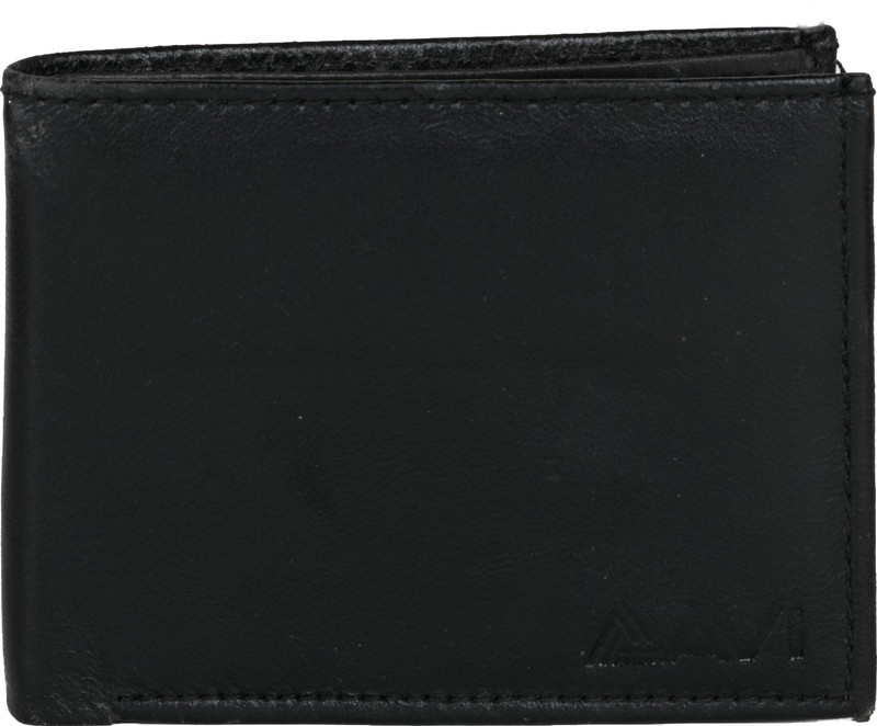 AVI Men Black Genuine Leather Wallet(1 Card Slot)