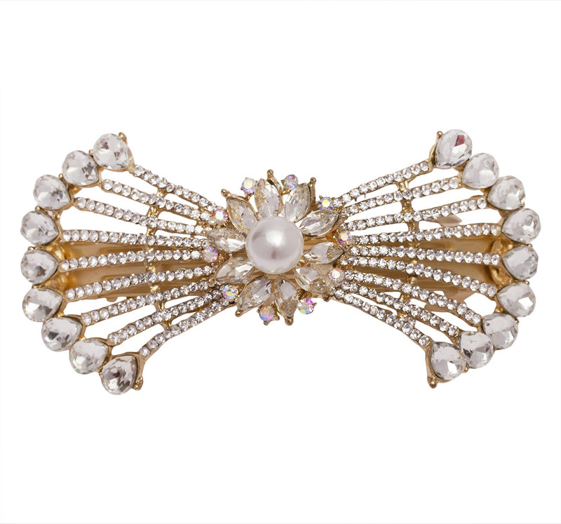 Mansiyaorange Designer Latest Trendy Stone Hair Clip(White)