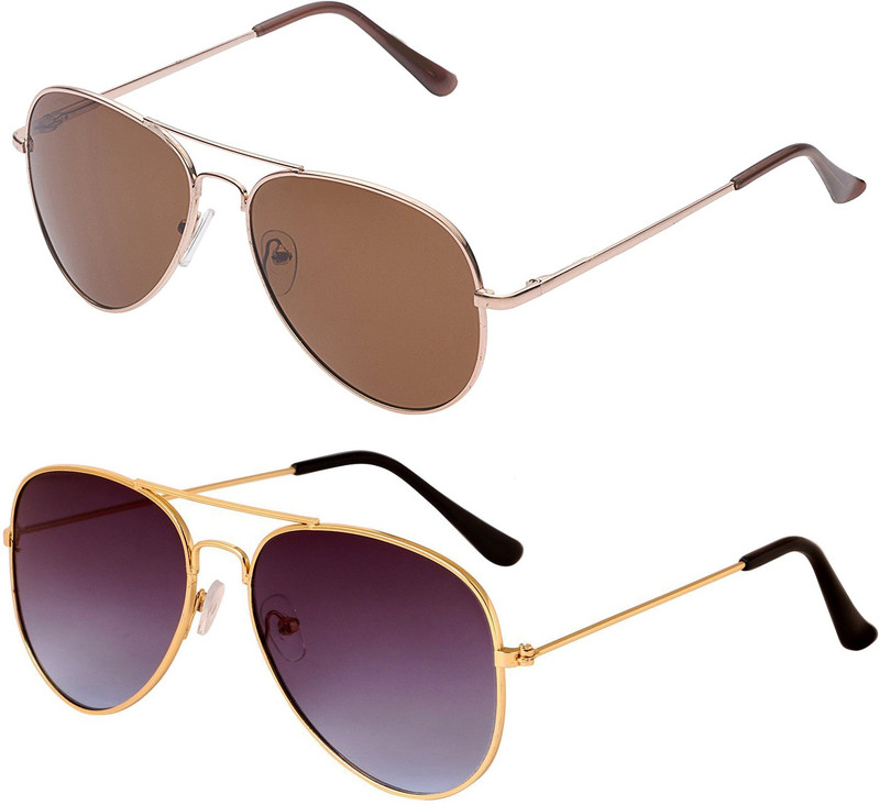 Forty Hands Aviator Sunglasses(Brown, Pink)