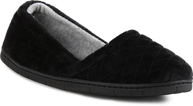 Dearfoams Memory Foam Velour Espadrille Casuals For Women(Black)