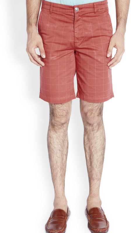 Raymond Checkered Men Red Basic Shorts