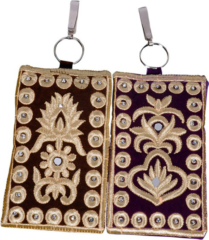Craft Trade Designer Embroided Mobile-Phone Pouch Cover Set Of 2 Mobile Pouch(Multicolor)