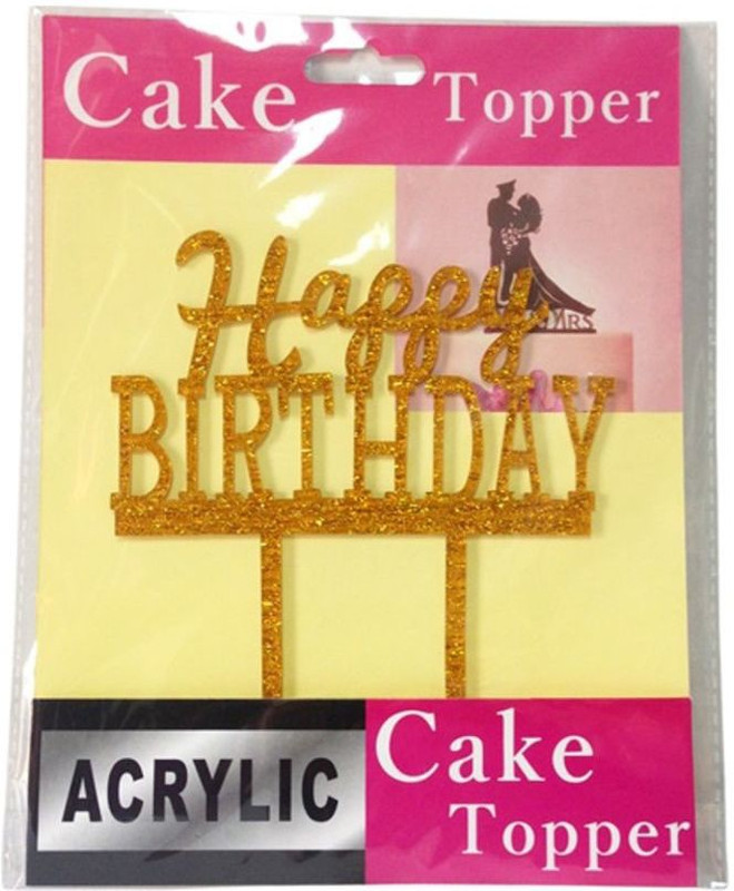 Funcart Multicolor Golden Arcylic cake topper HAPPY BIRTHDAY for cake d�cor - 1 g Funcart Multicolor Golden Arcylic cake topper HAPPY BIRTHDAY for cake d�cor - 1 g