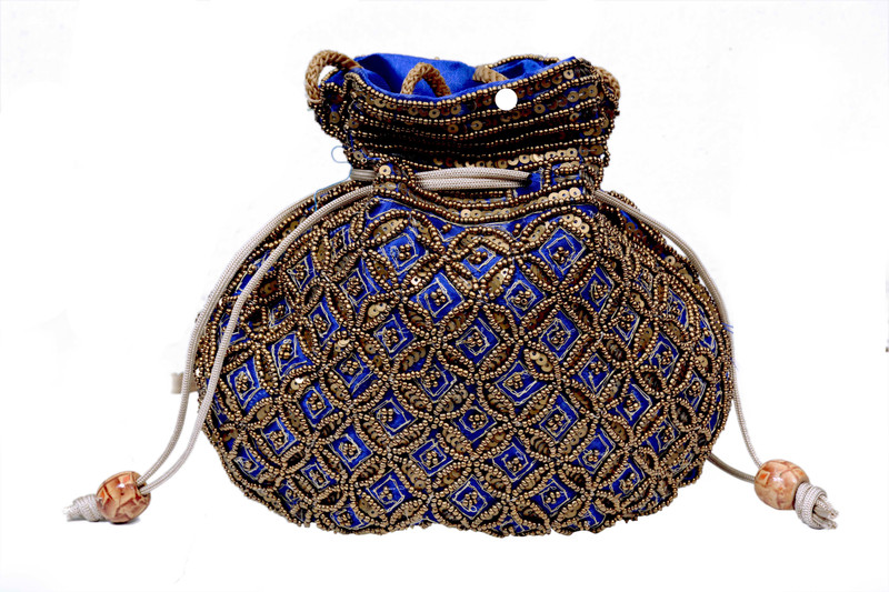 Craft Trade Handmade Blue Potli Bag for Girls Potli(Blue)